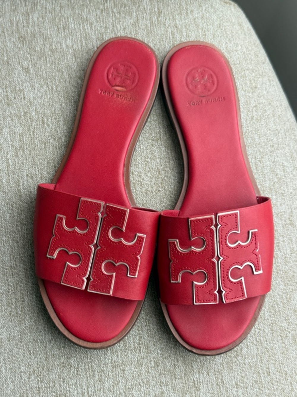 Tory Burch Red Leather Slide Sandals Women’s 7